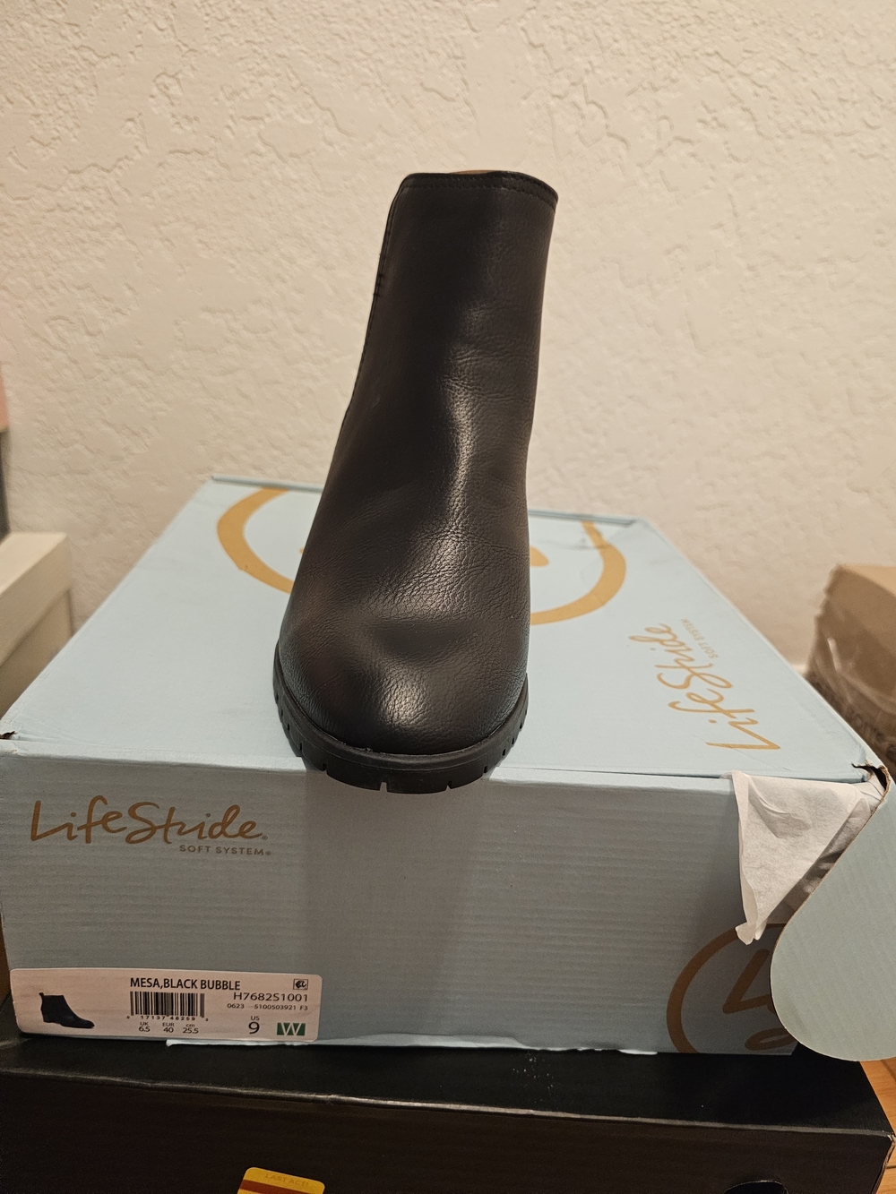 Life Stride Black Smooth Faux-Leather Ankle Bootie
